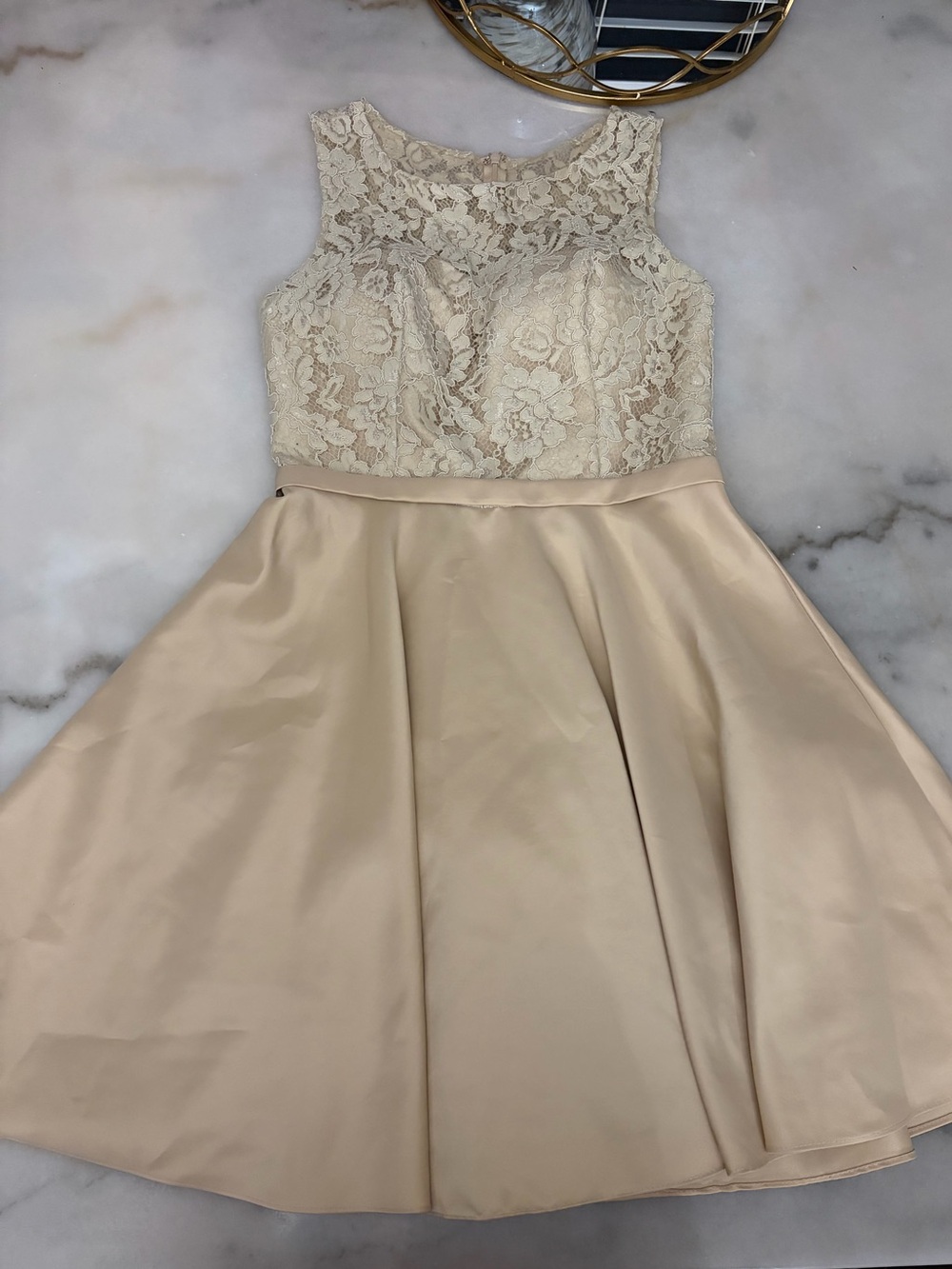 Anny Lee Cream Lace Bodice Fit & Flare Dress